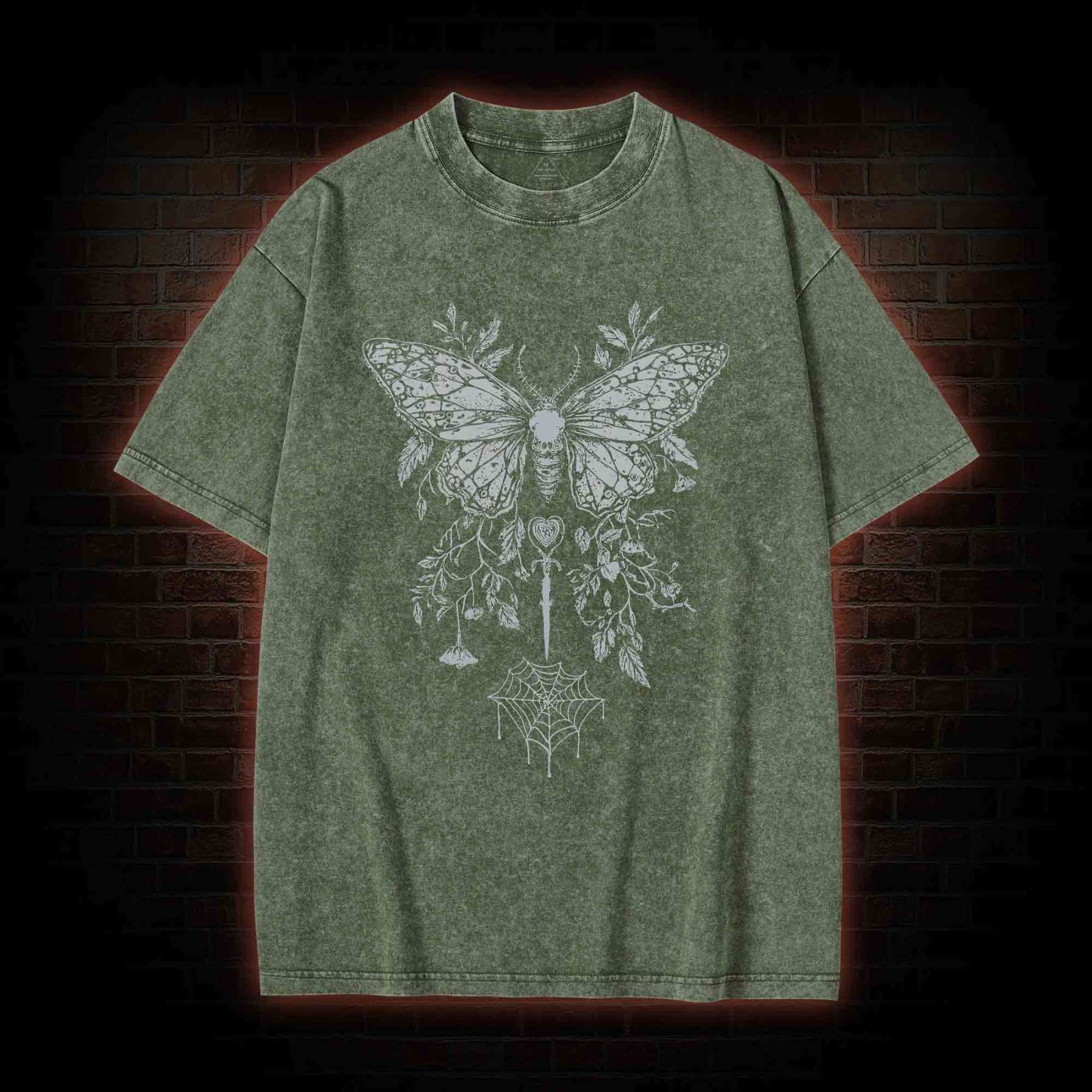Goth Butterfly Washed T-shirt