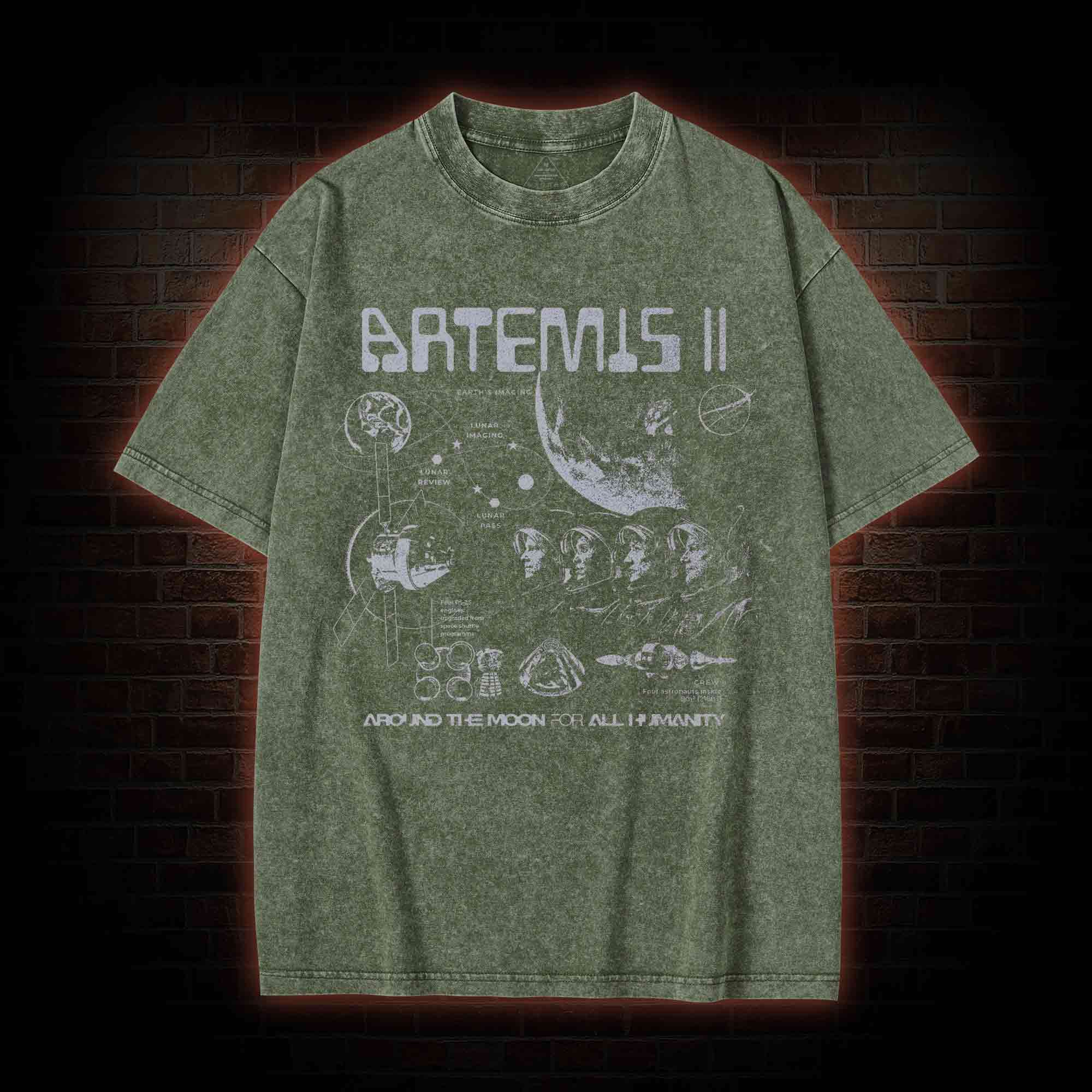 Around the Moon for All Humanity Washed T-shirt