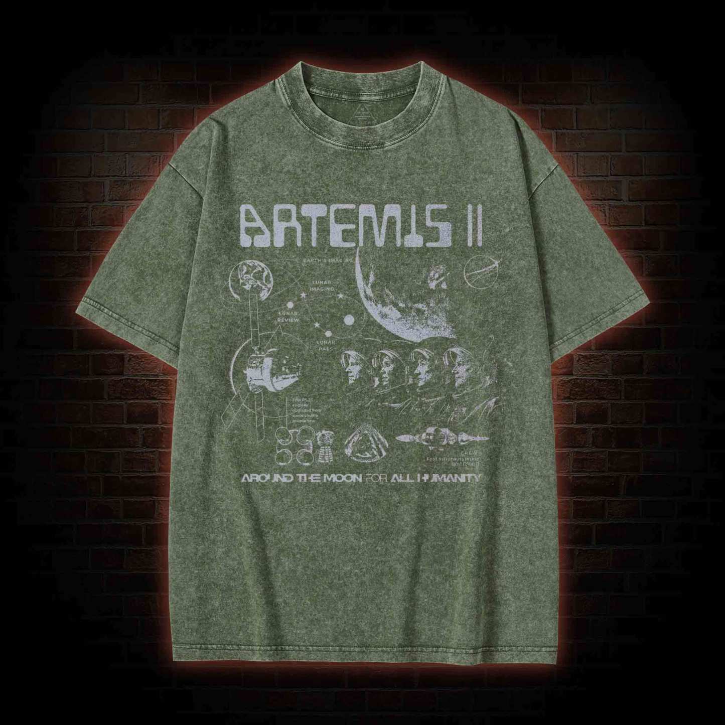 Around the Moon for All Humanity Washed T-shirt