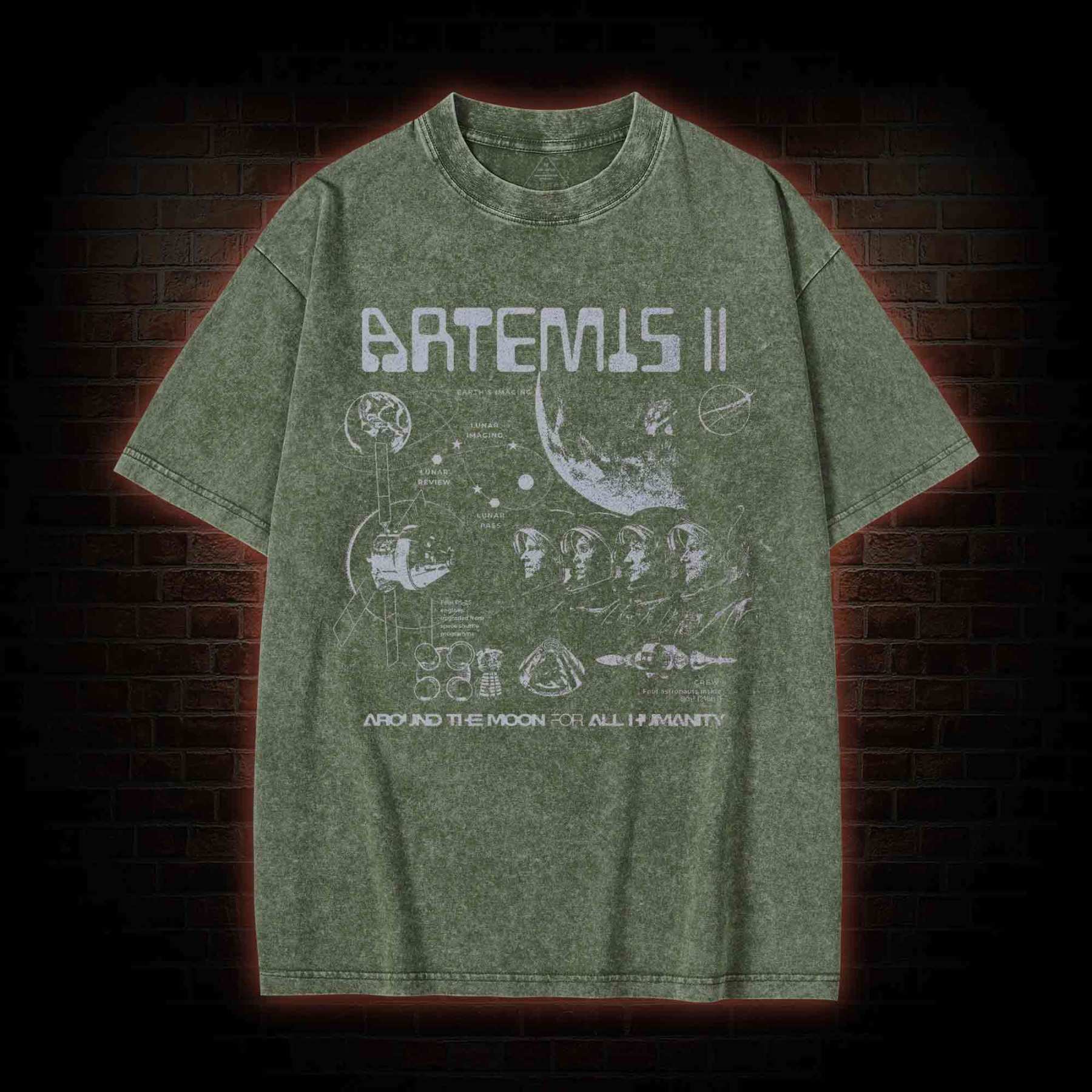 Around the Moon for All Humanity Washed T-shirt