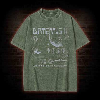 Around the Moon for All Humanity Washed T-shirt