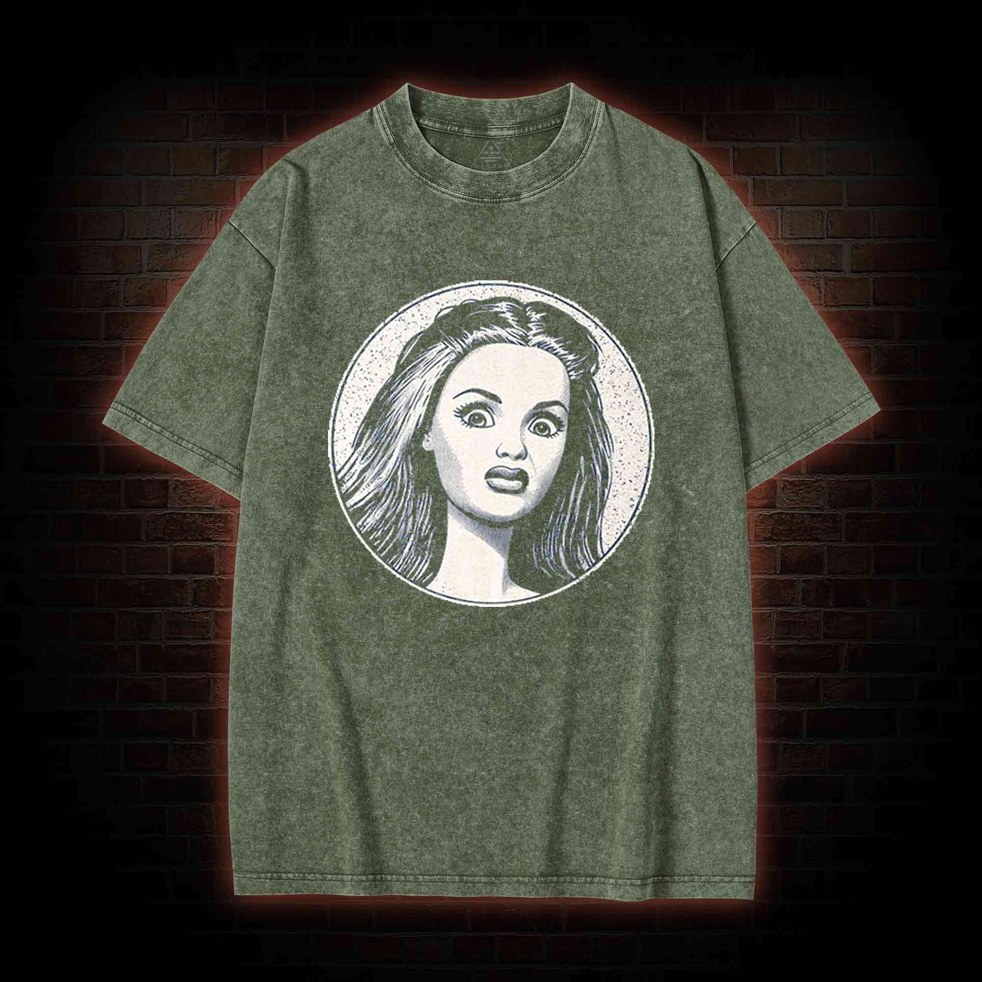 Disgusted Doll Face Washed T-shirt