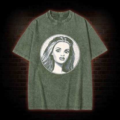 Disgusted Doll Face Washed T-shirt