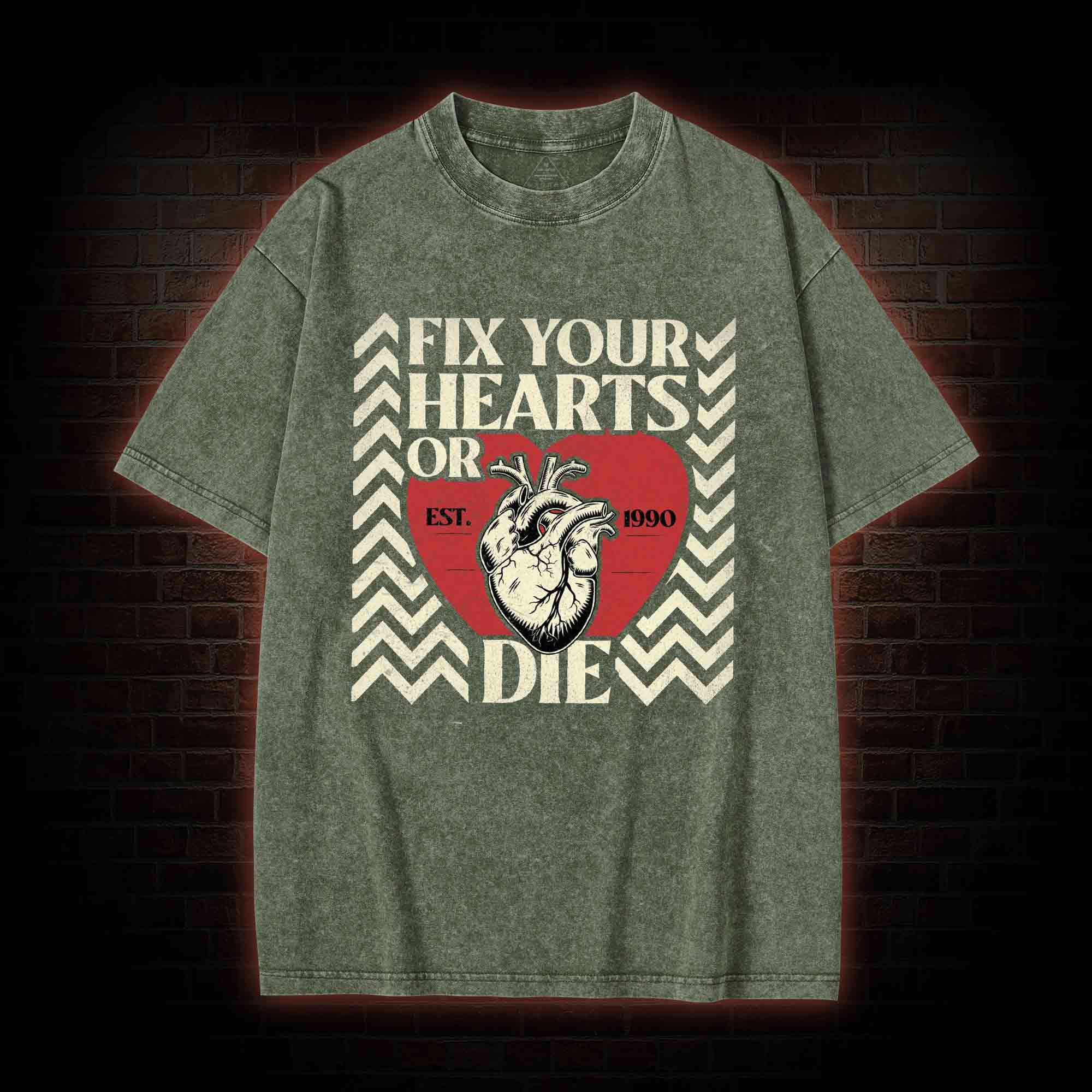 Fix Your Hearts or Die Washed T-shirt