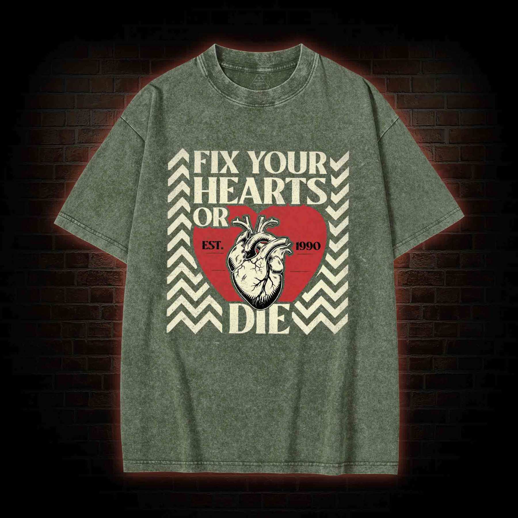 Fix Your Hearts or Die Washed T-shirt
