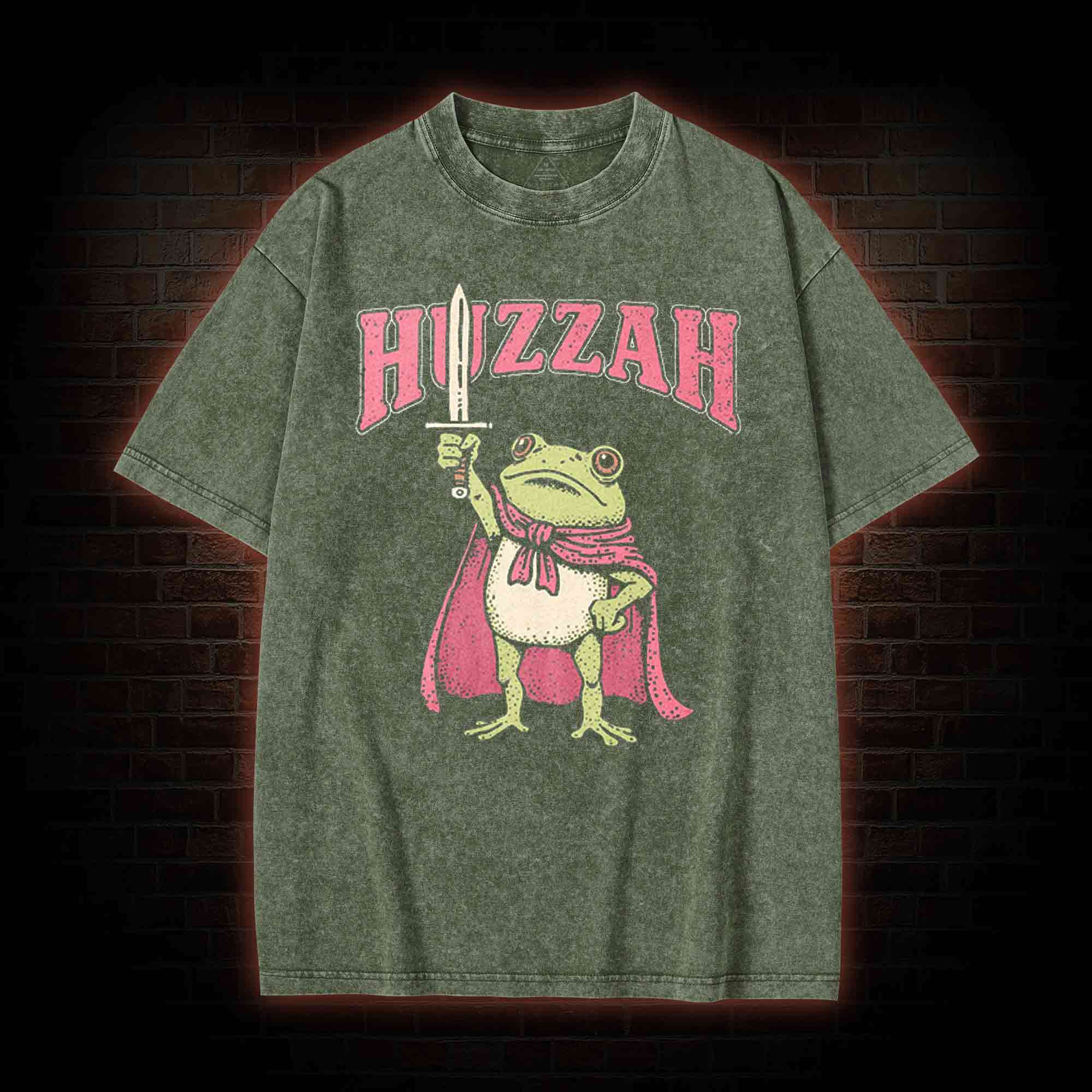 Huzzah Frog with Sword Washed T-shirt