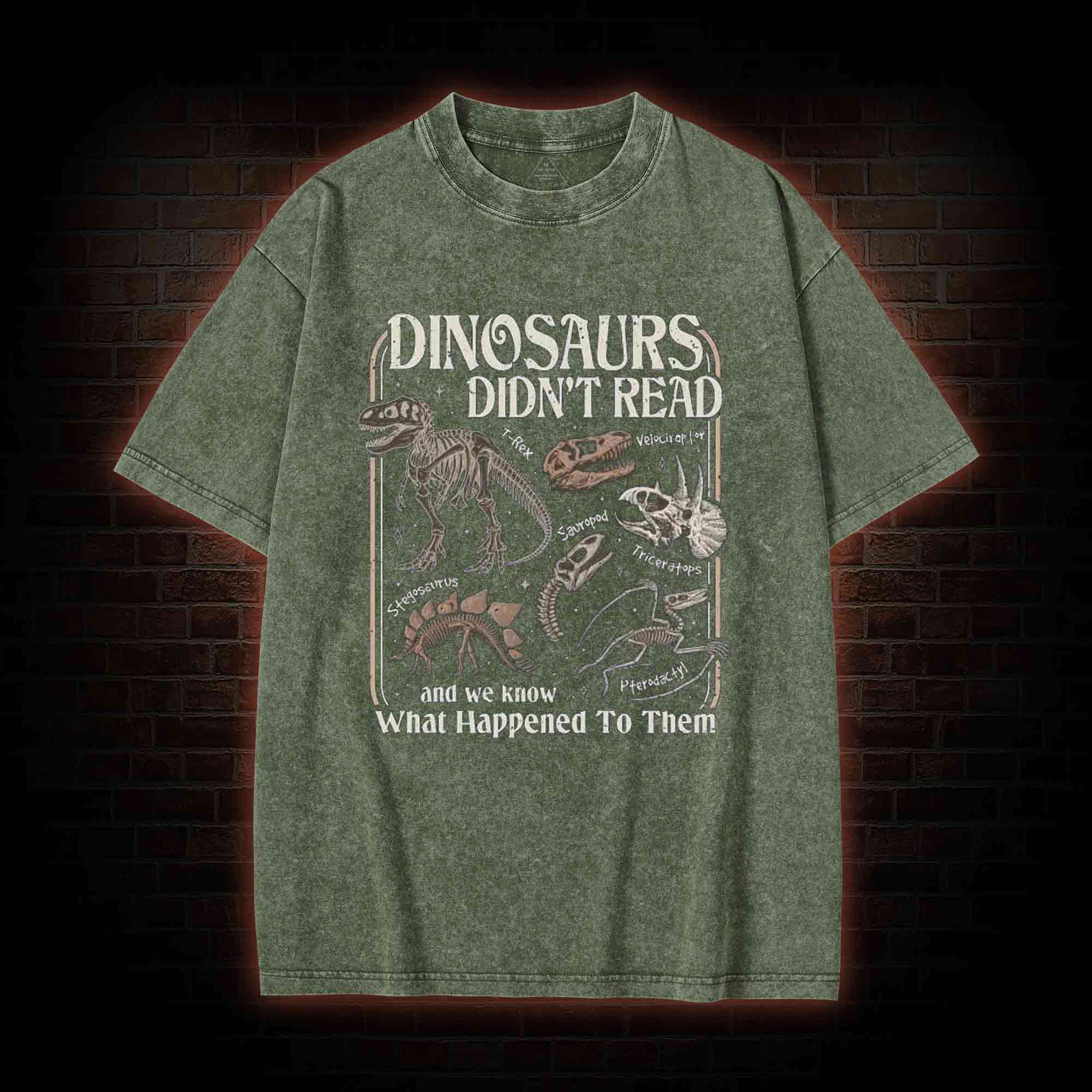 Dinosaurs Didn't Read Washed T-shirt