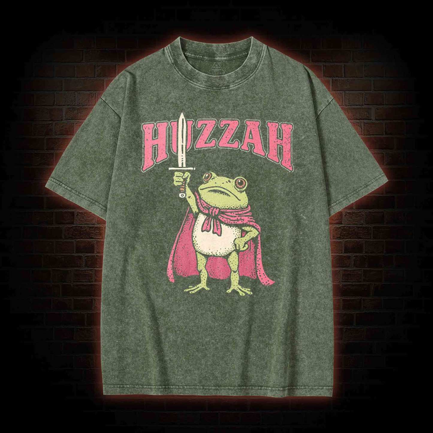 Huzzah Frog with Sword Washed T-shirt