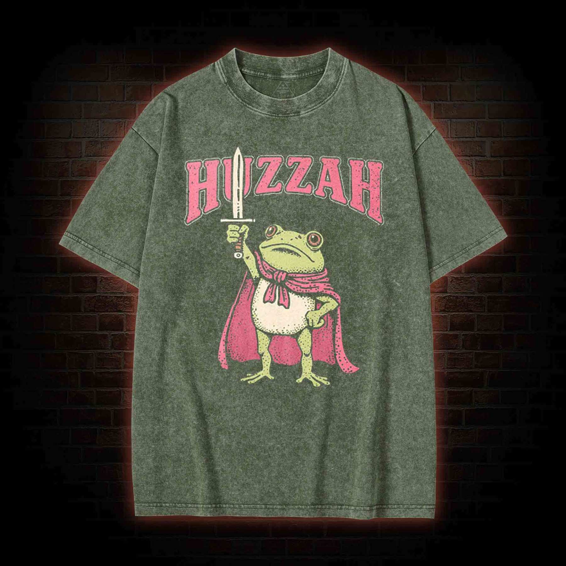 Huzzah Frog with Sword Washed T-shirt