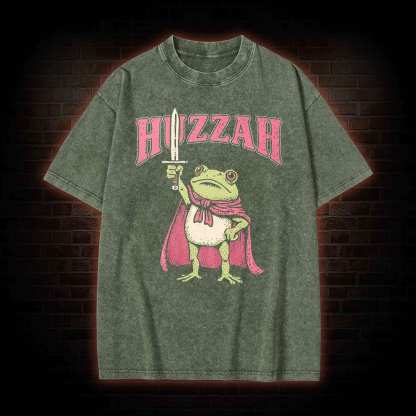 Huzzah Frog with Sword Washed T-shirt