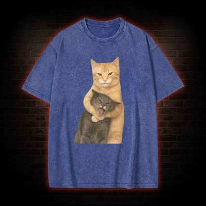 Fighting Cat Memes Washed T-shirt