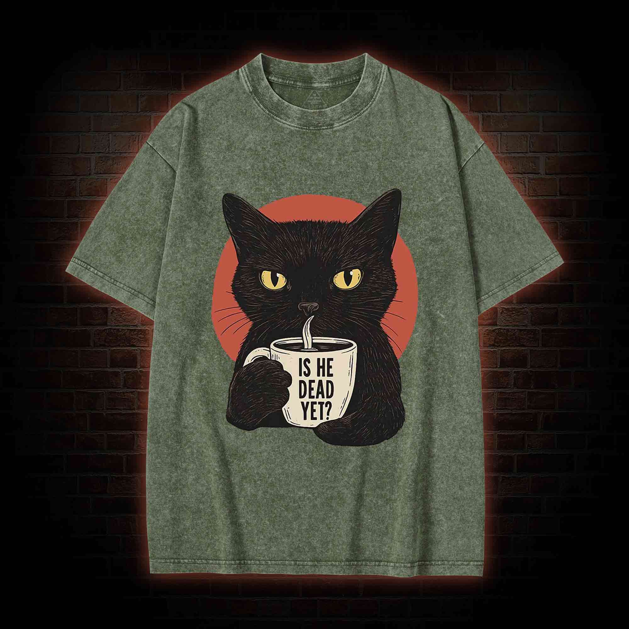 Is He Dead Yet Cat Washed T-shirt