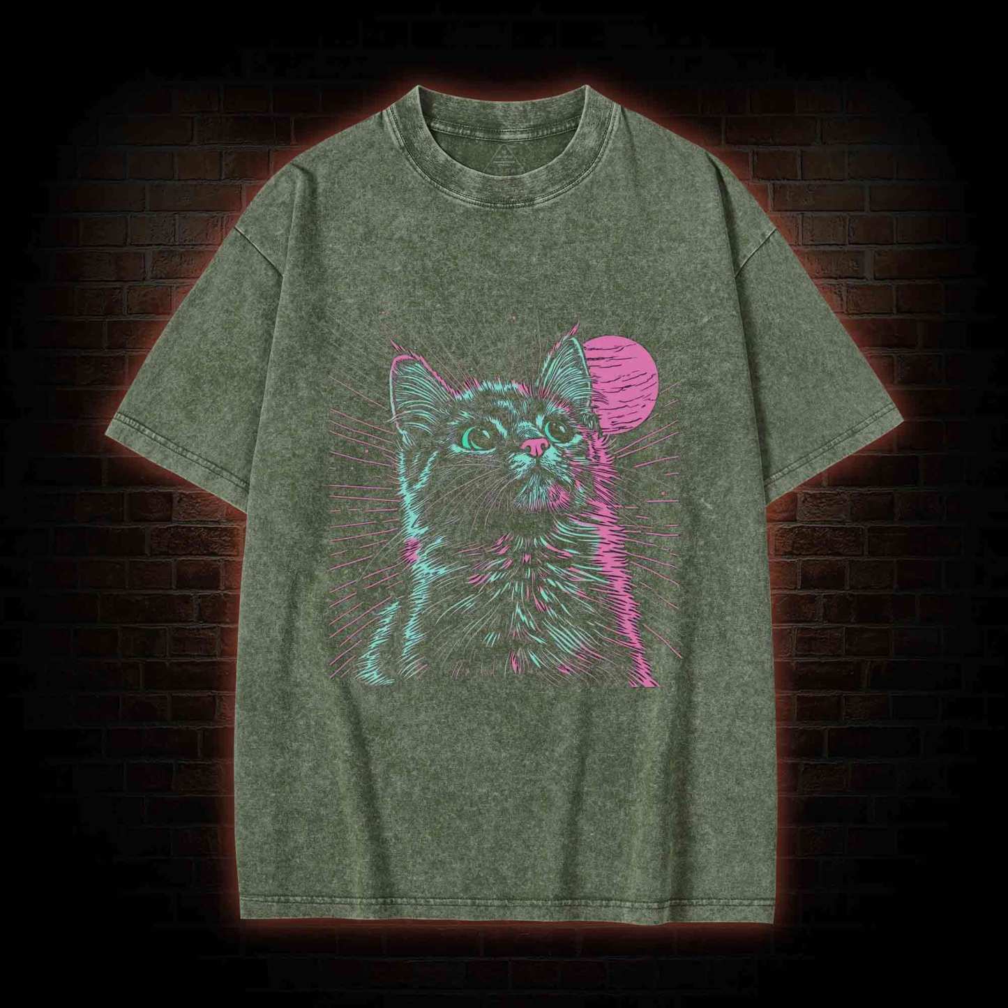 Psychedelic Cat Washed T-shirt