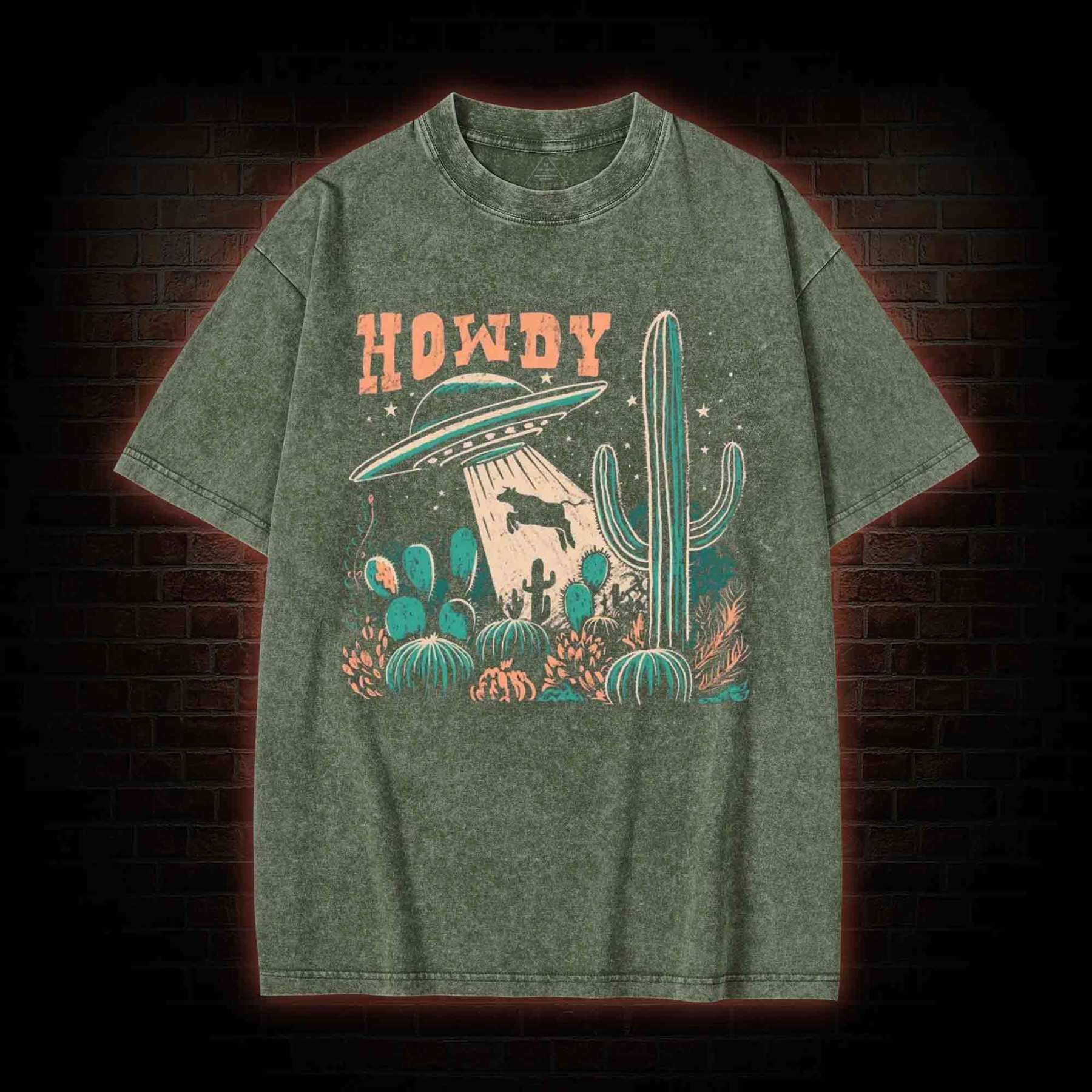 UFO Cow Abduction Washed T-shirt