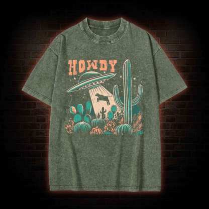 UFO Cow Abduction Washed T-shirt
