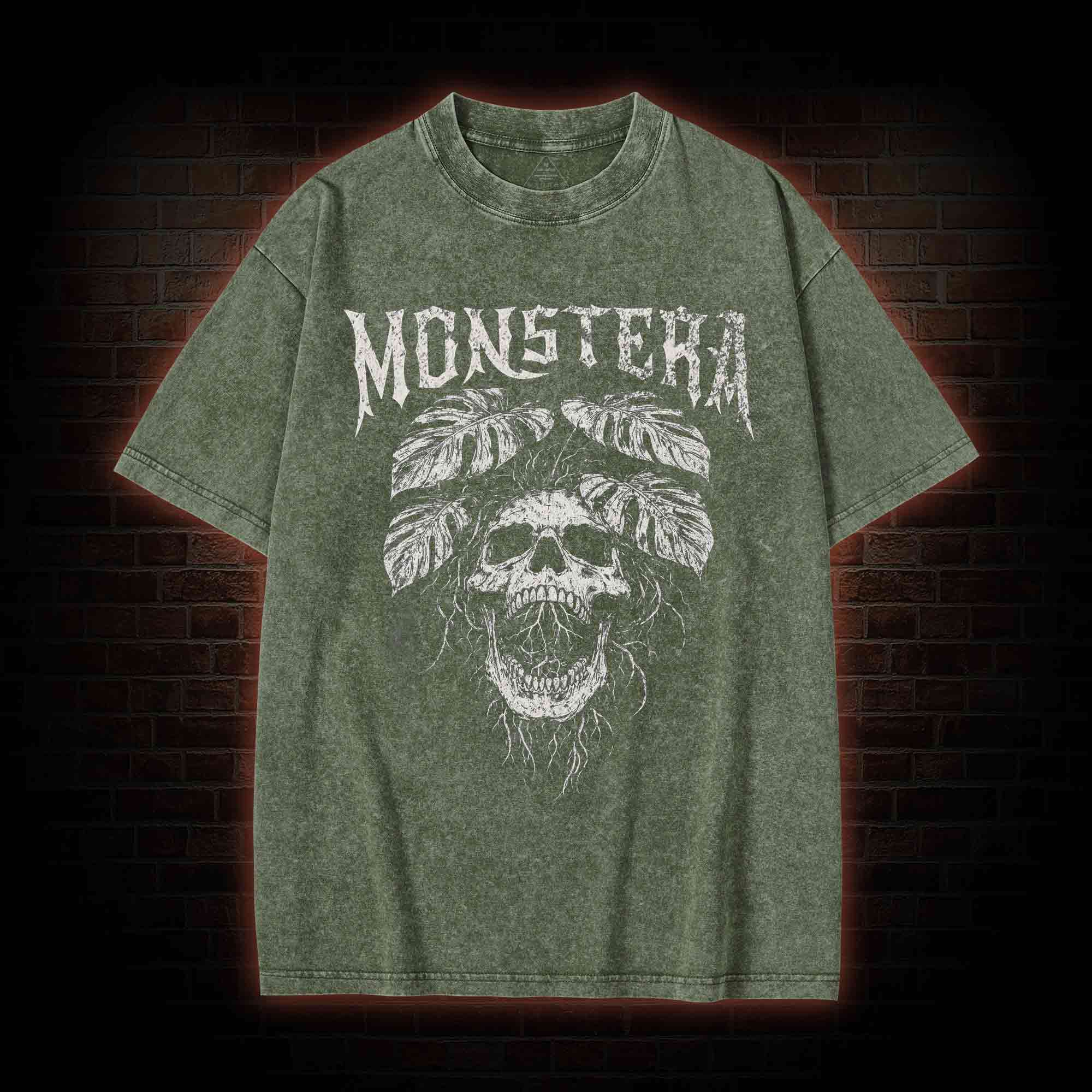 Monstera Skull Washed T-shirt