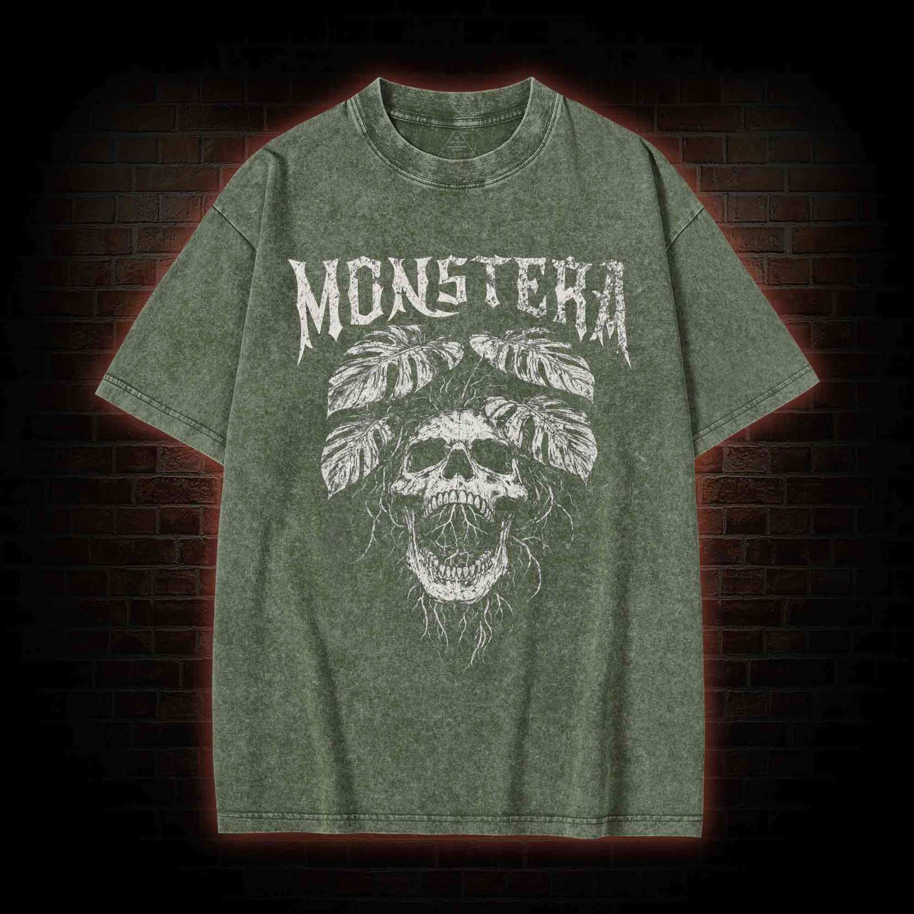 Monstera Skull Washed T-shirt