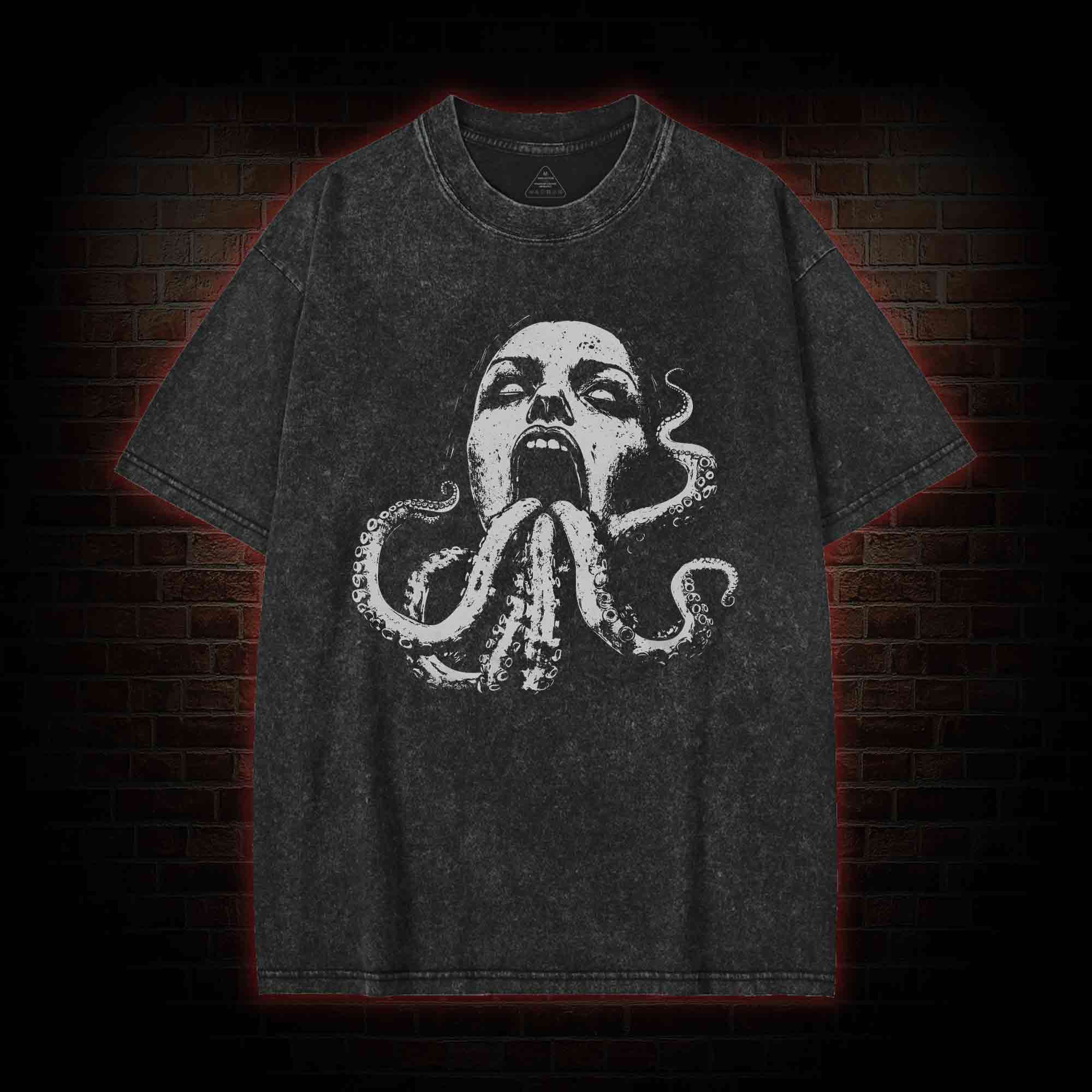Cryptozoology Octopus Washed T-shirt