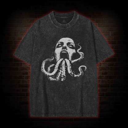 Cryptozoology Octopus Washed T-shirt