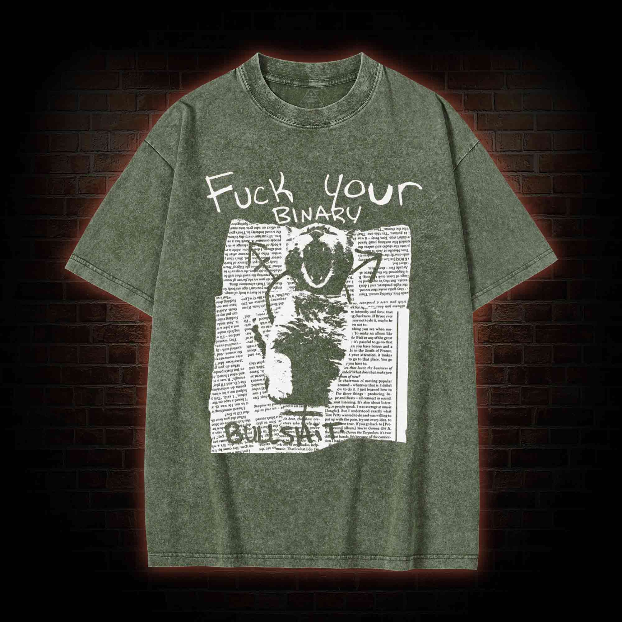 Fuck Your Binary Washed T-shirt