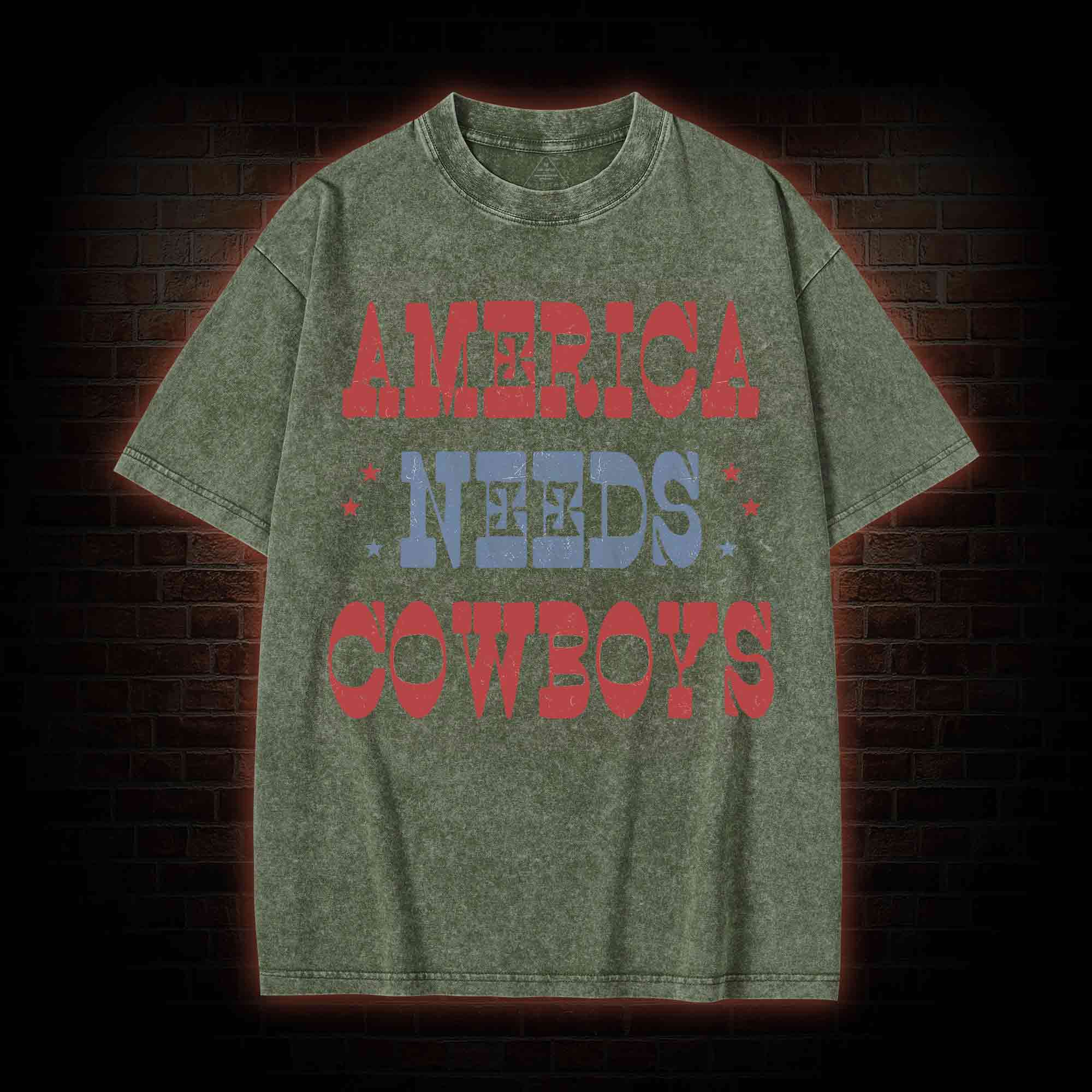 America Needs Cowboys Washed T-shirt