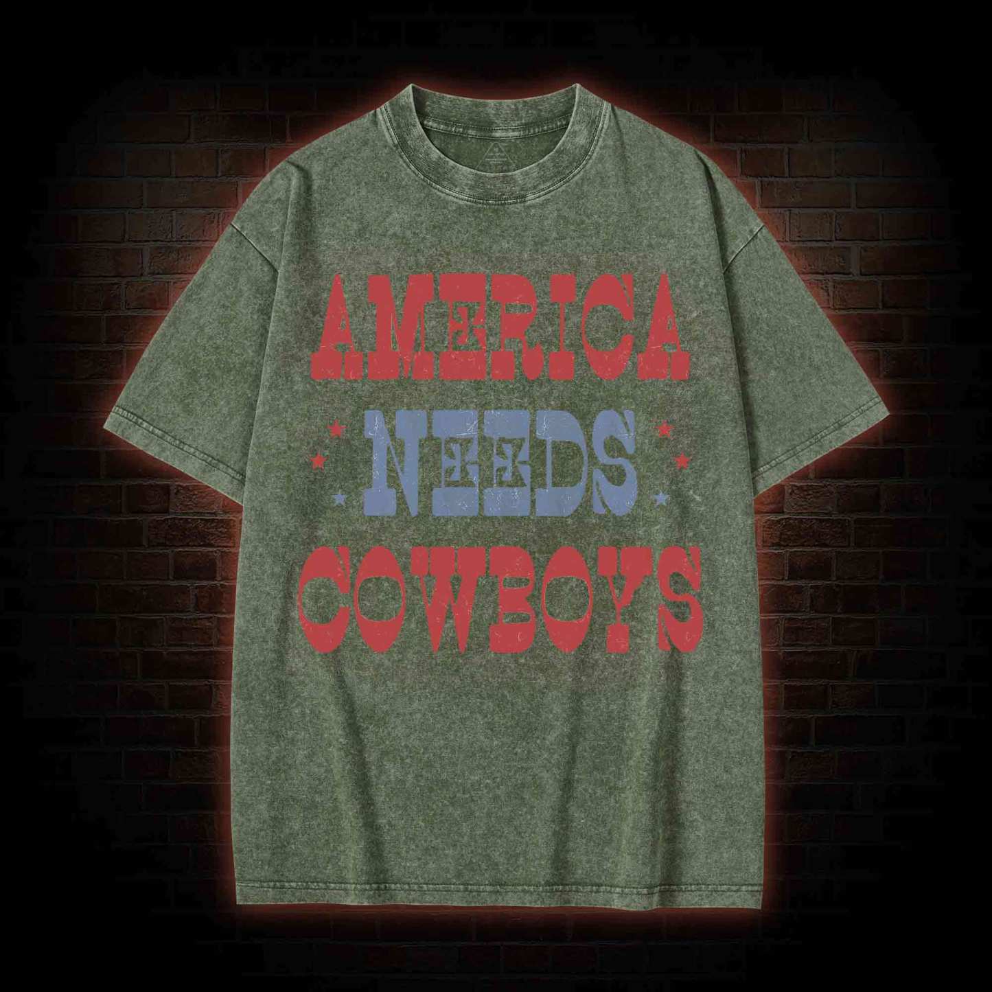 America Needs Cowboys Washed T-shirt