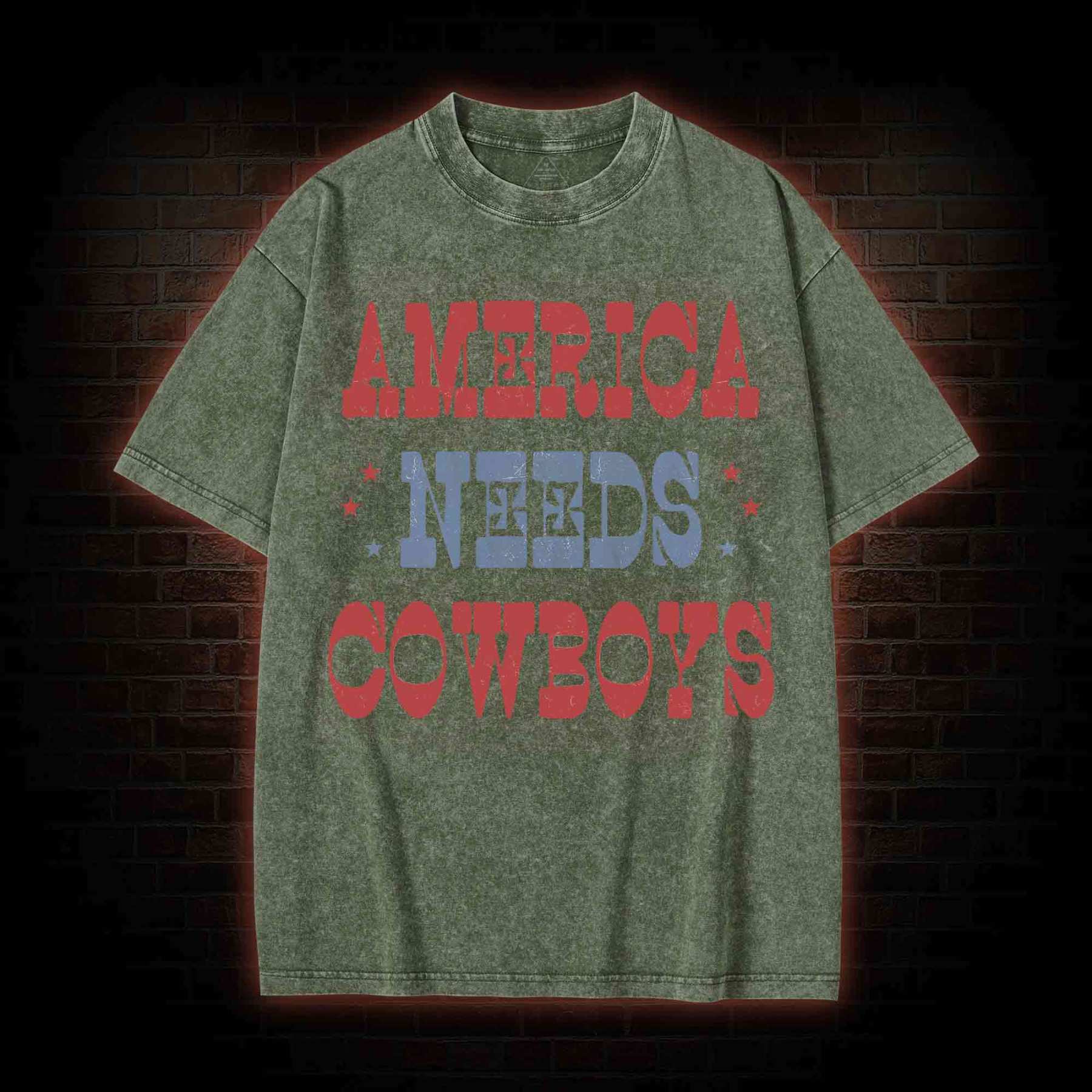 America Needs Cowboys Washed T-shirt