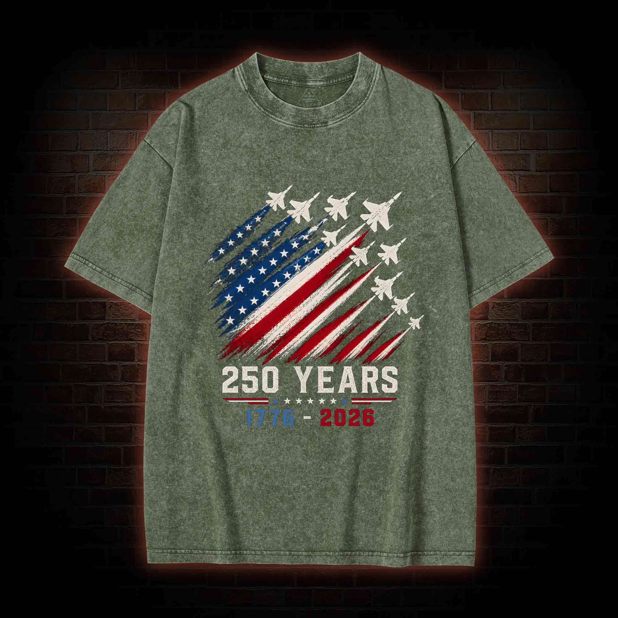 Patriotic Jet Fighter Washed T-shirt