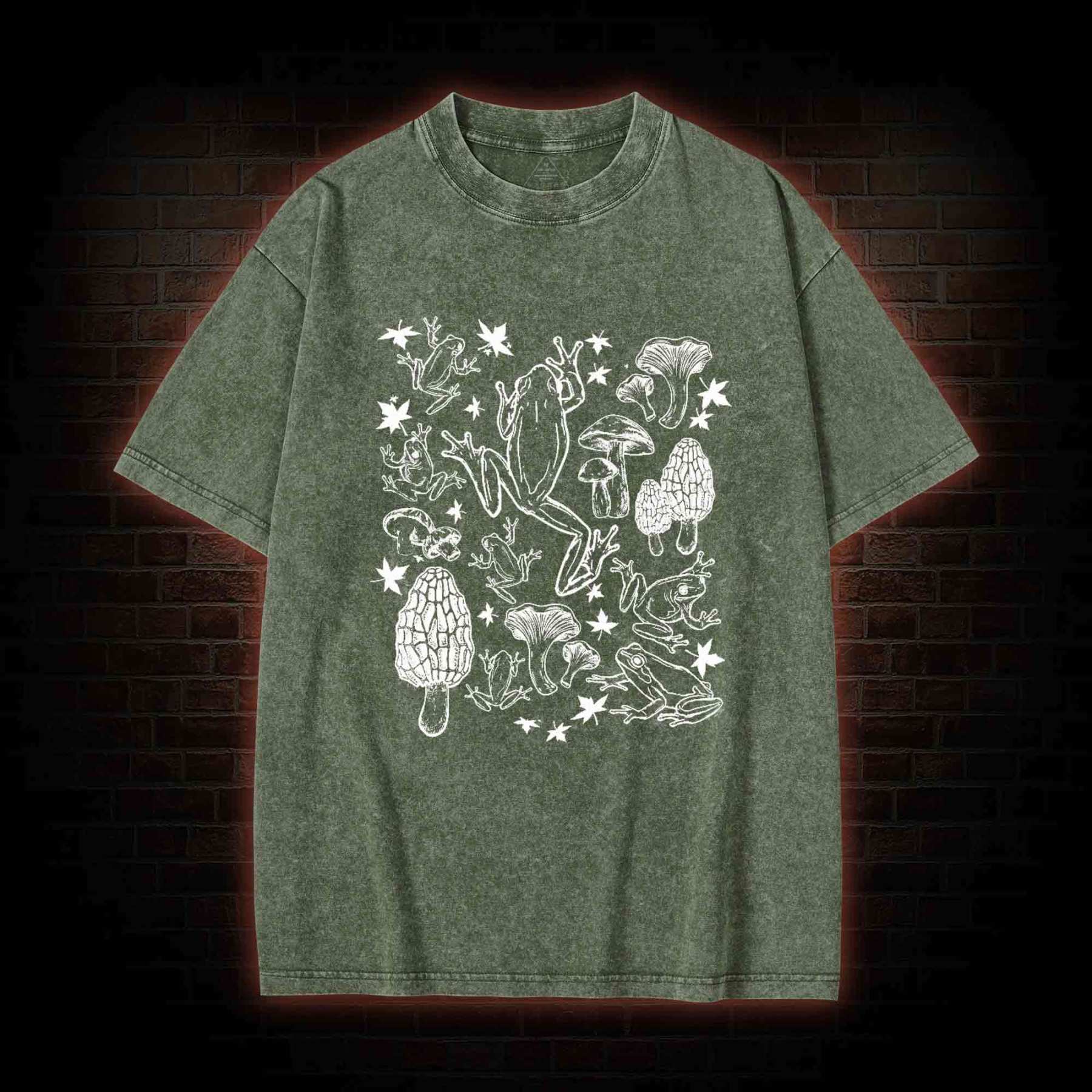 Frogs and Mushrooms Washed T-shirt