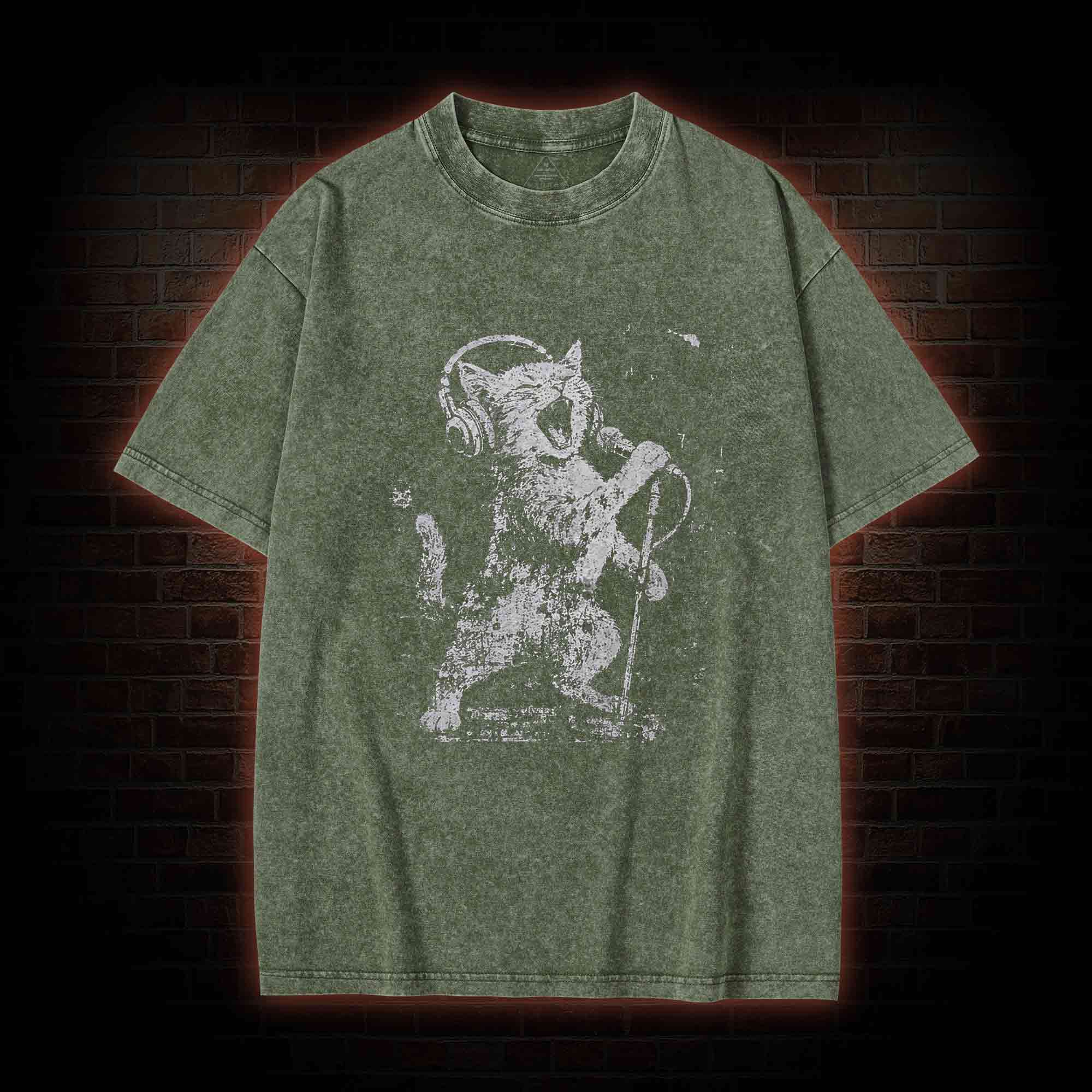 Rockstar Cat Washed T-shirt