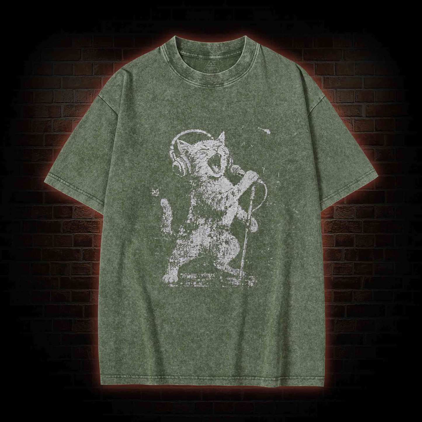 Rockstar Cat Washed T-shirt