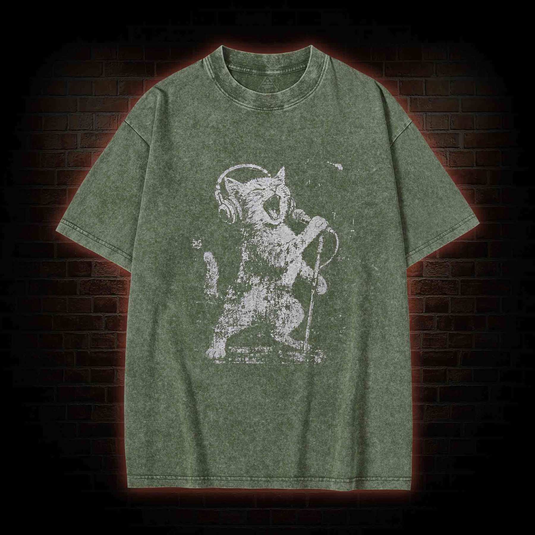 Rockstar Cat Washed T-shirt