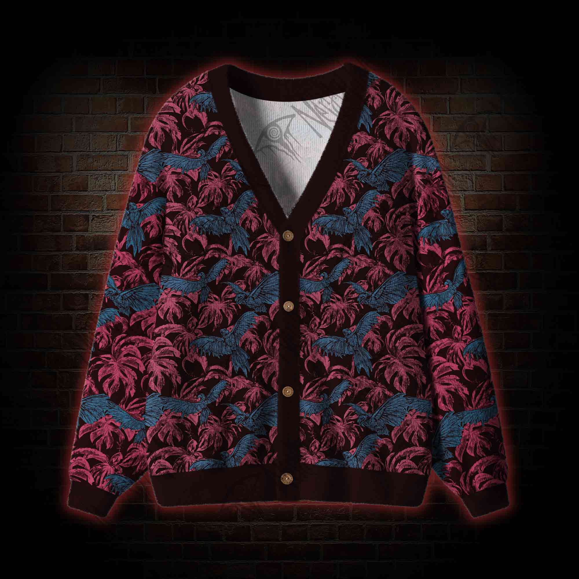 Crows Fly among the Palm Trees Cardigan Sweater