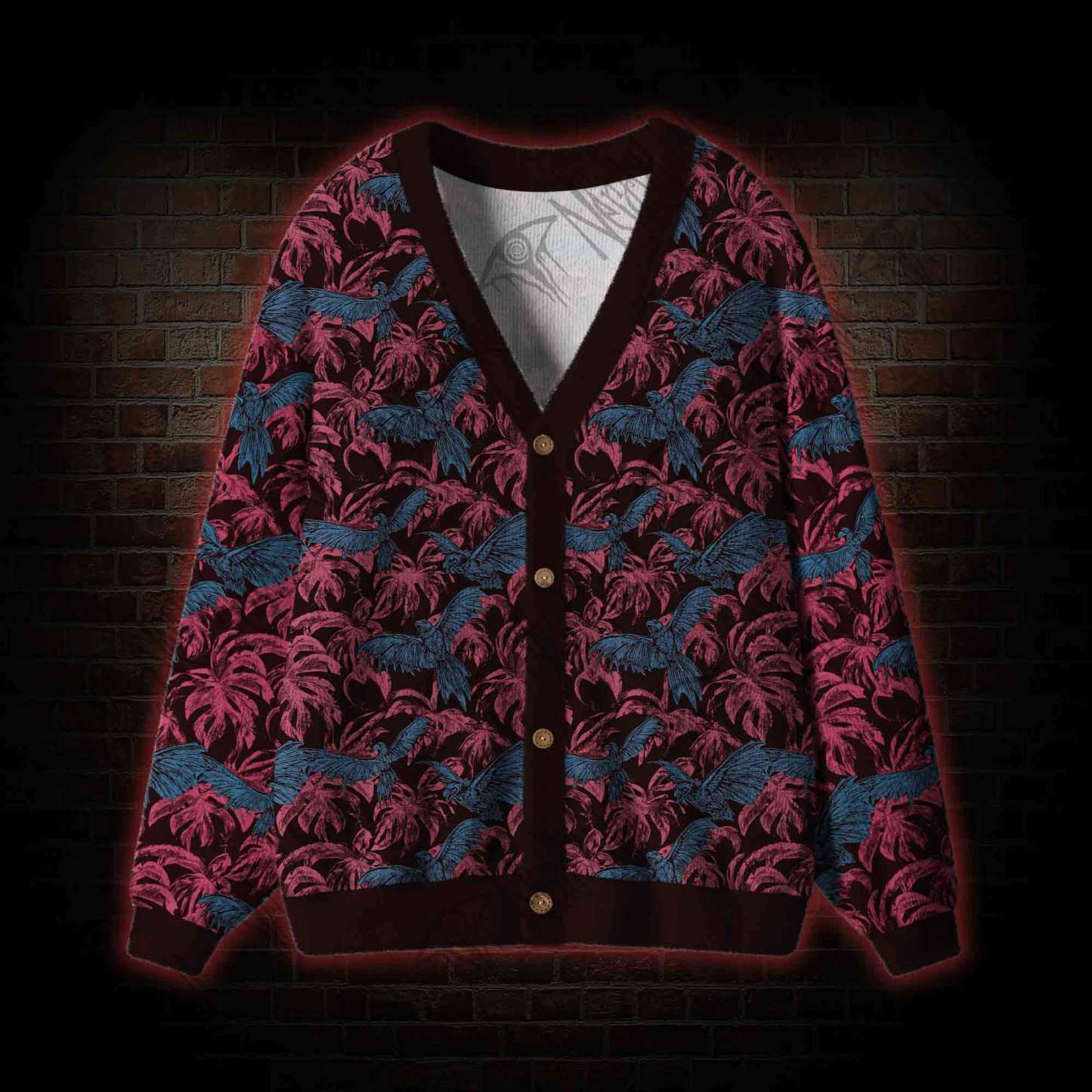 Crows Fly among the Palm Trees Cardigan Sweater