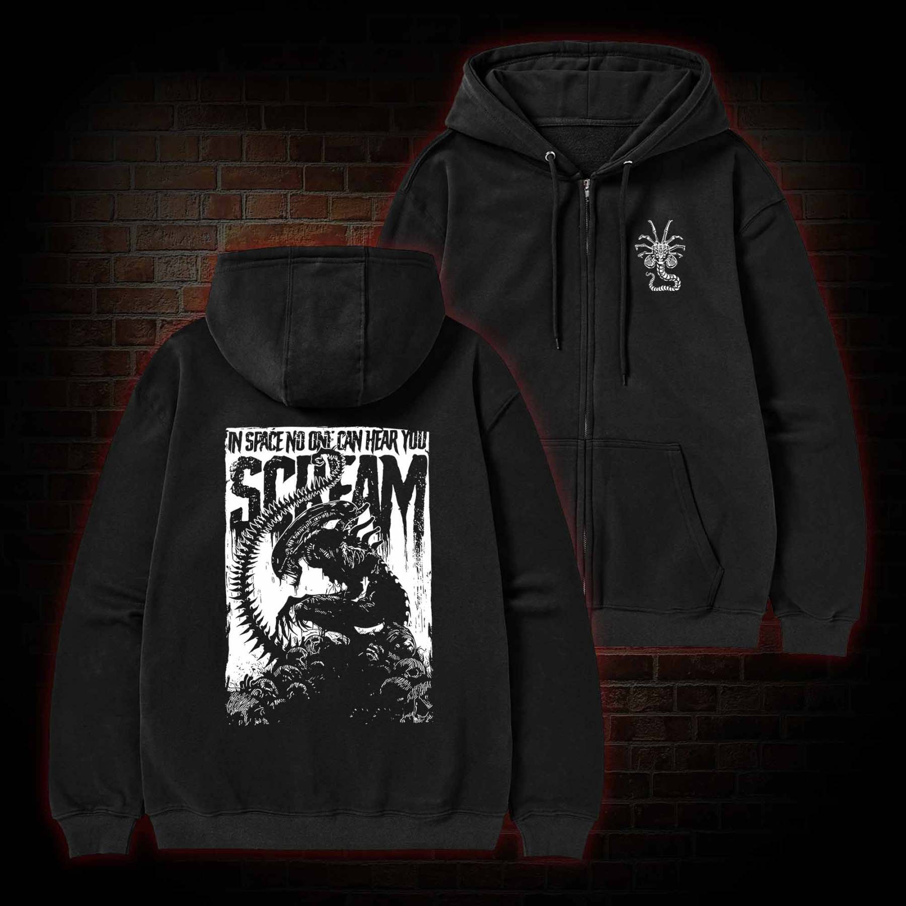 In Space No One Can Hear You Scream Fleece Zipper Hoodie