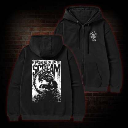 In Space No One Can Hear You Scream Fleece Zipper Hoodie