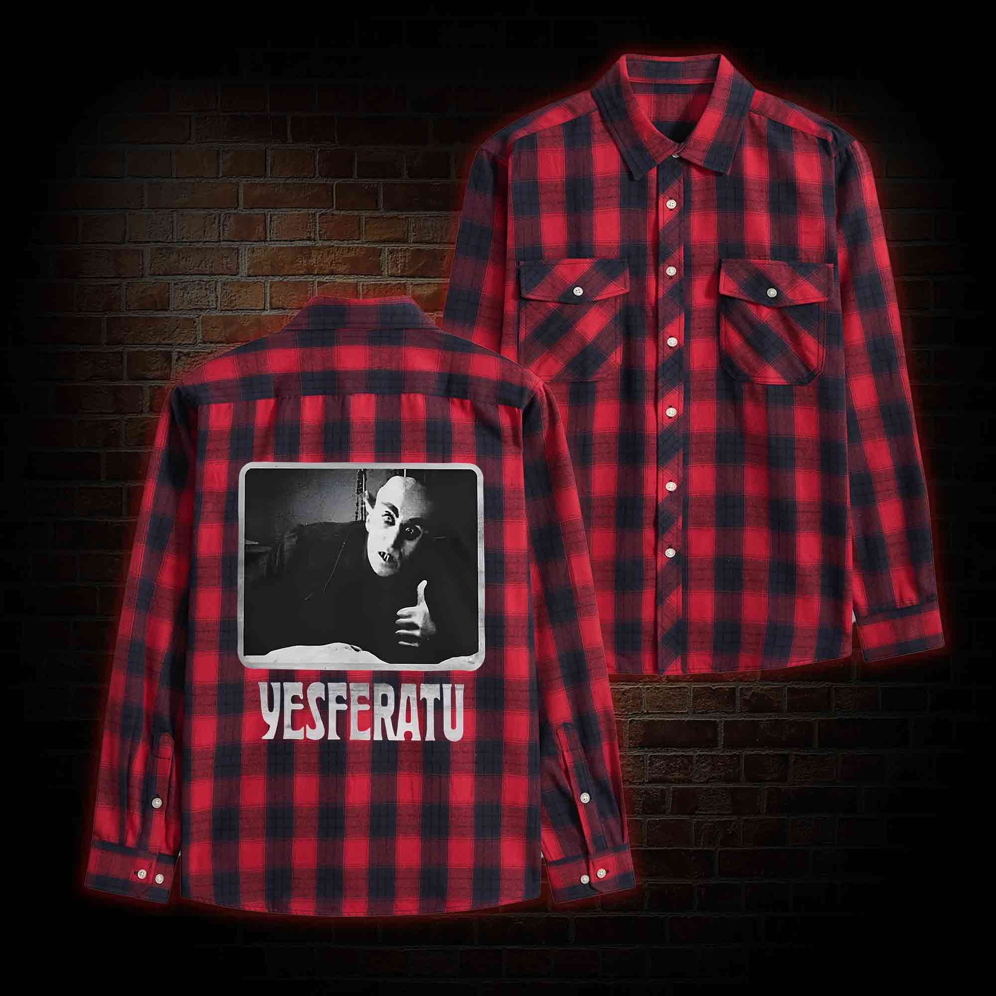 Yesferatu Funny Horror Retro Flannel Shirt