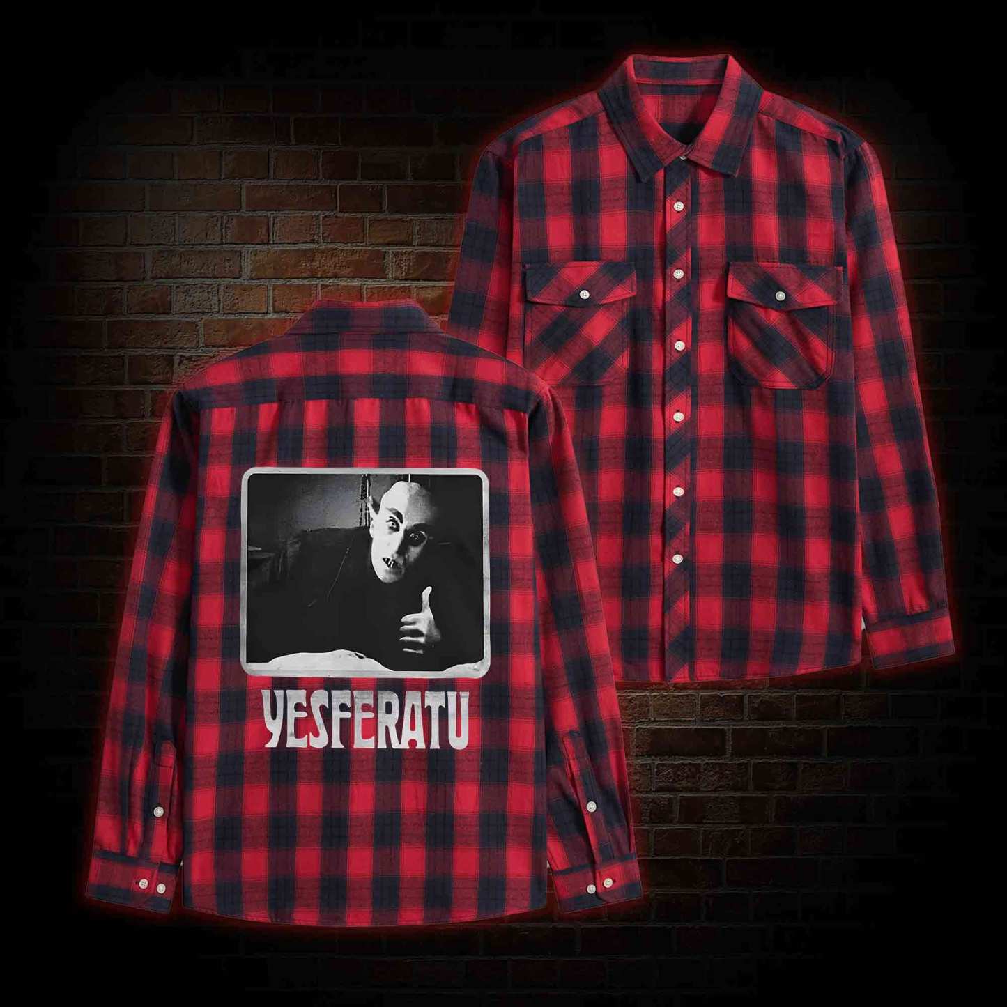 Yesferatu Funny Horror Retro Flannel Shirt