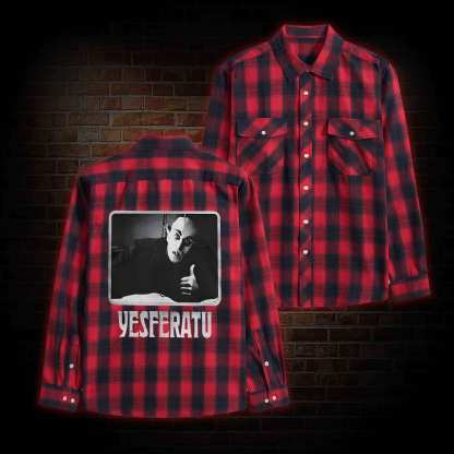 Yesferatu Funny Horror Retro Flannel Shirt