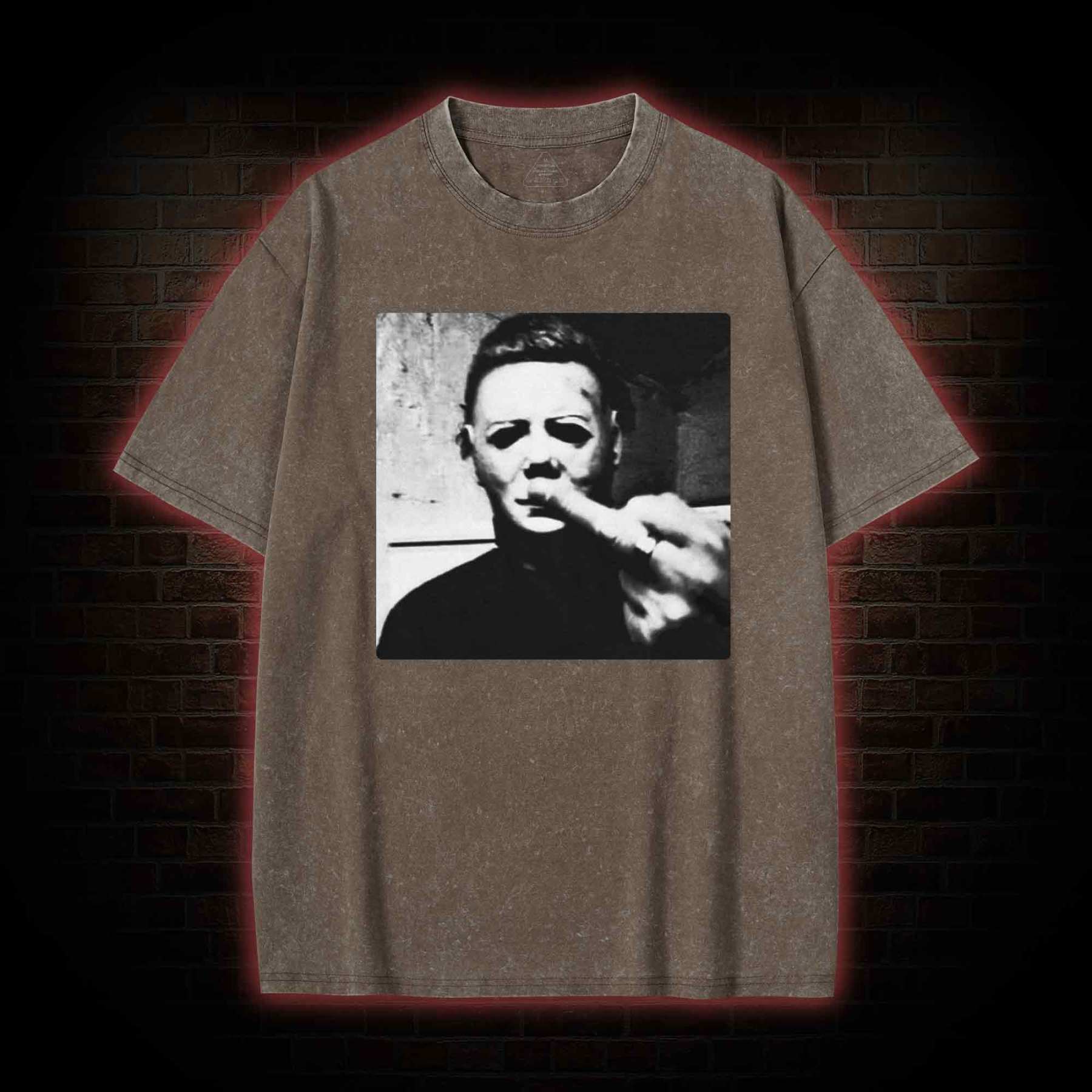 Horror Monster Middle Finger Washed T-shirt