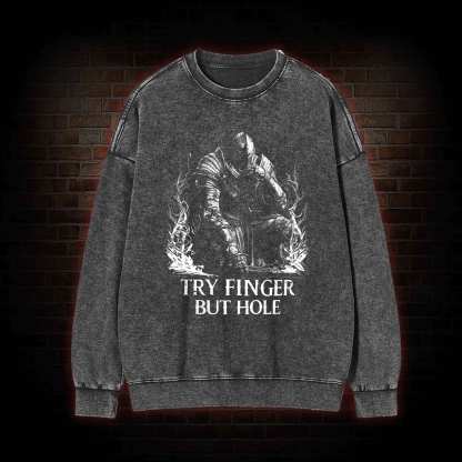 Try Finger But Hole Washed Sweatshirt
