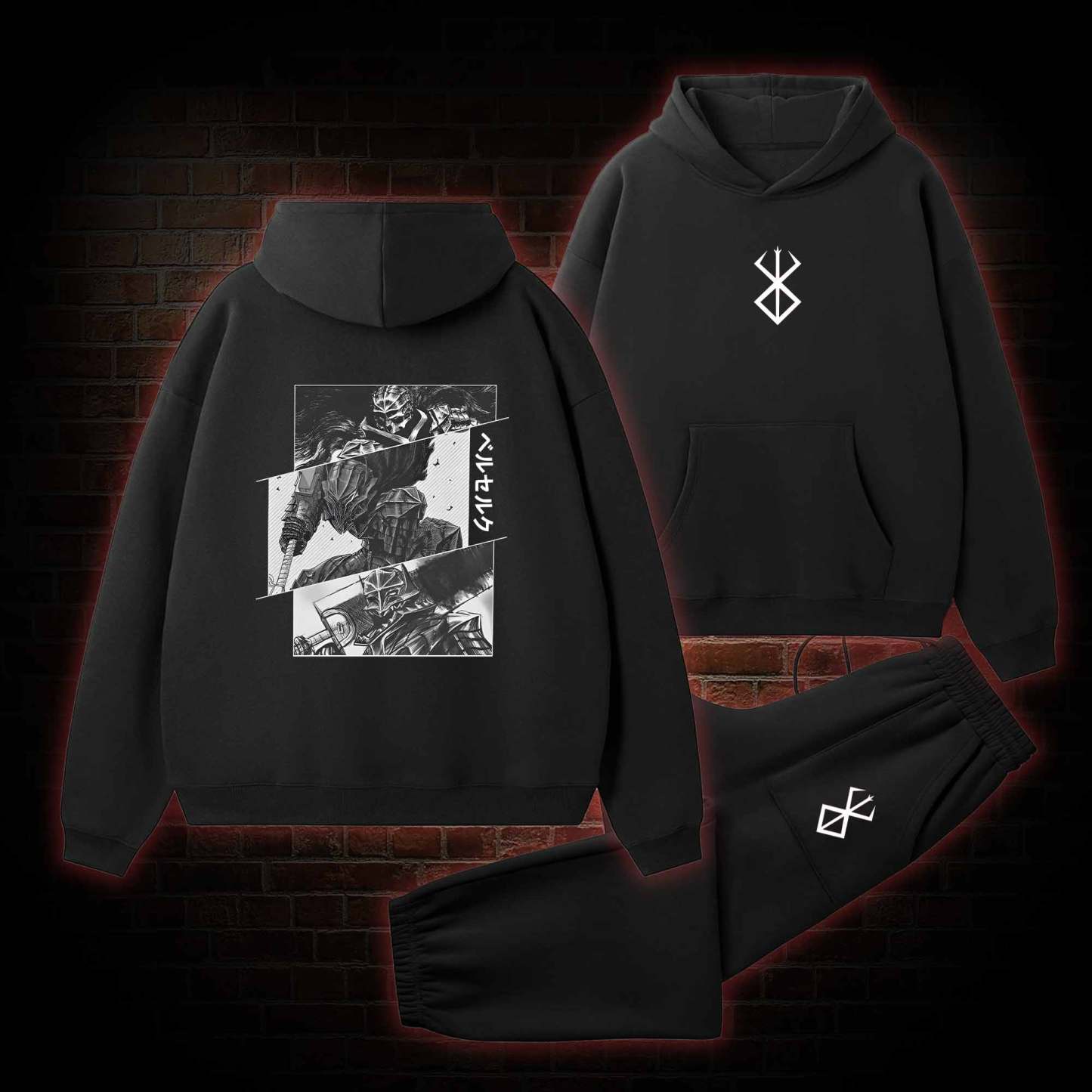 Black Swordsman Fleece Hoodie Set