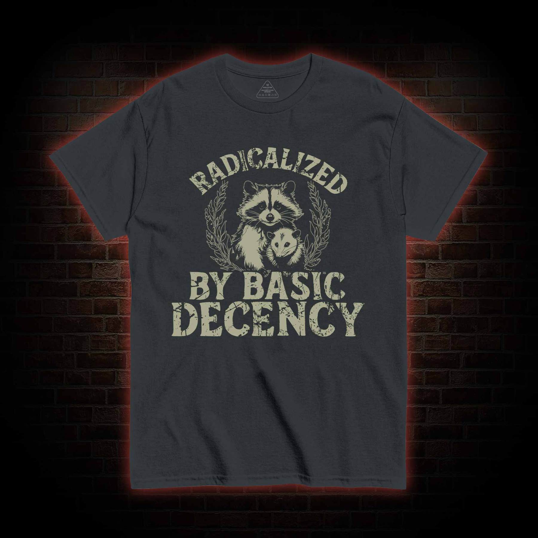 Radicalized by Basic Decency Raccoon T-shirt