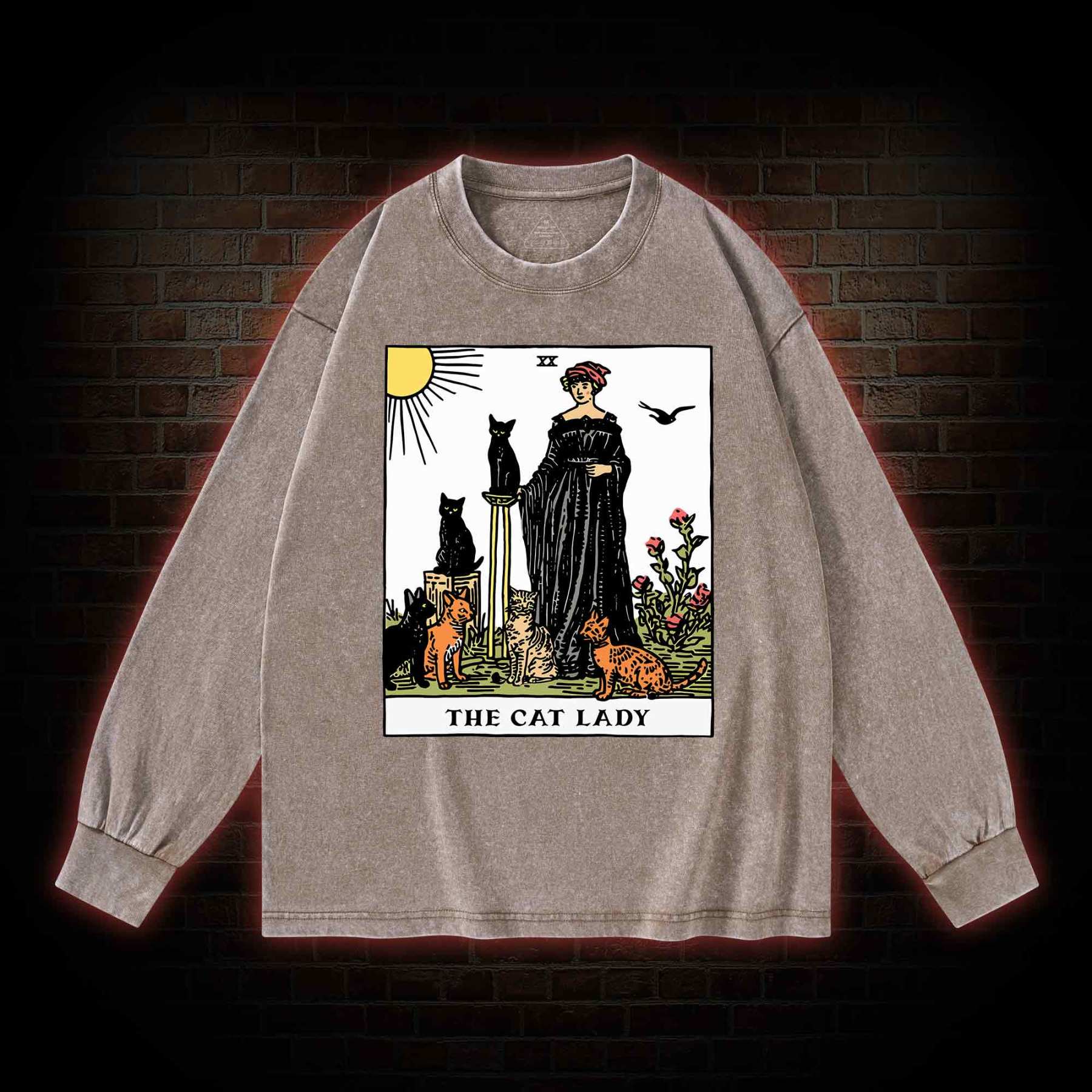The Cat Lady Washed Long-Sleeve T-shirt