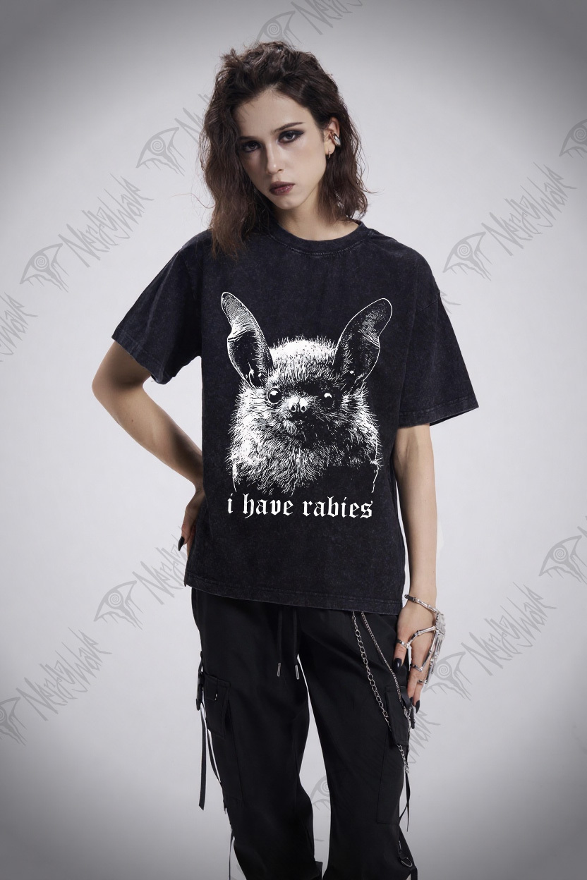 I Have Rabies Bat Washed T-shirt