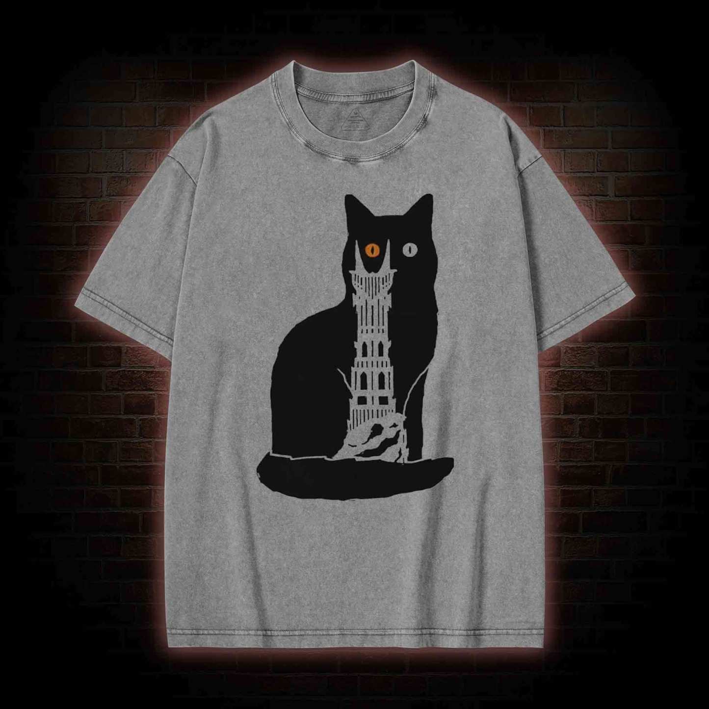 Cat Sauron Funny Washed T-shirt