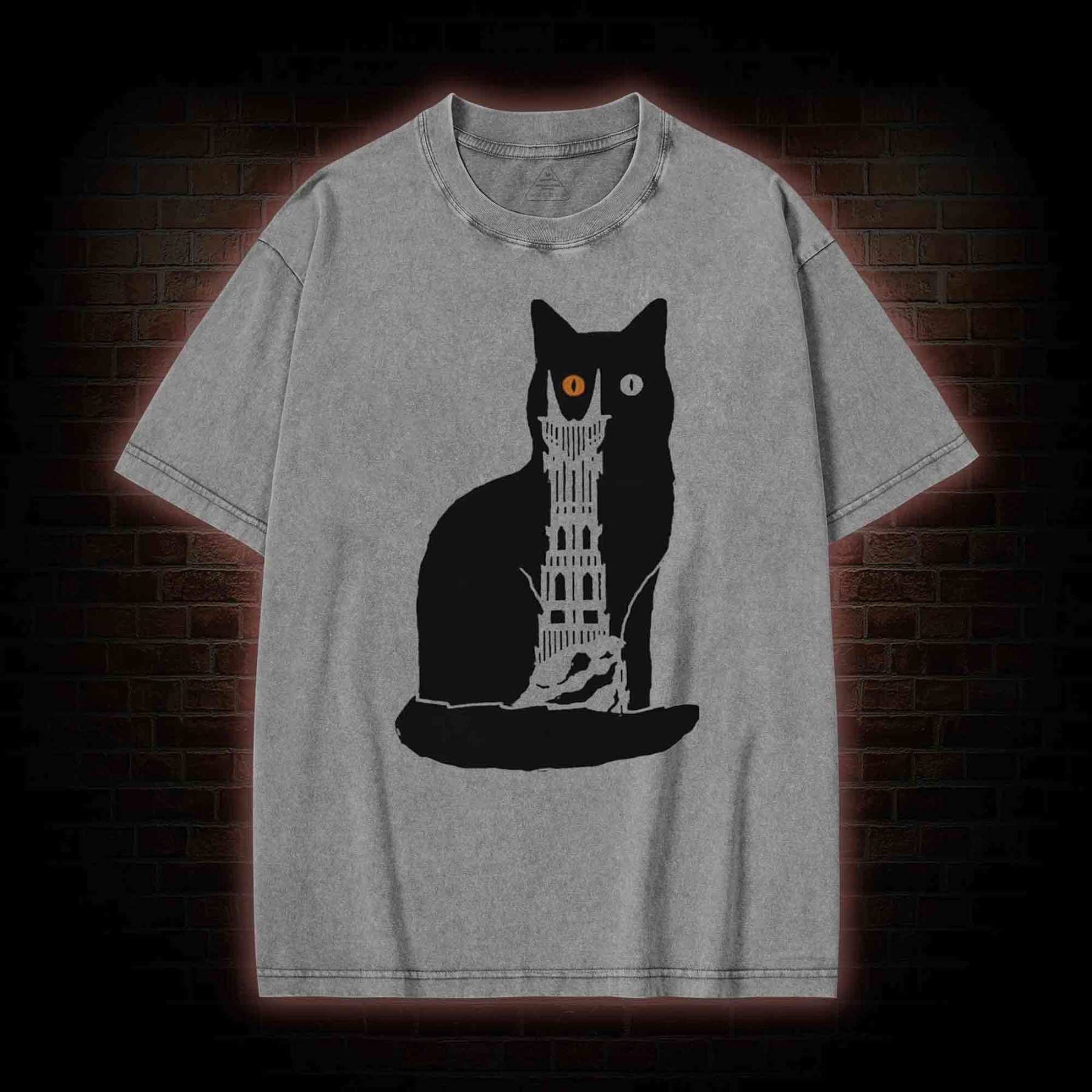 Cat Sauron Funny Washed T-shirt