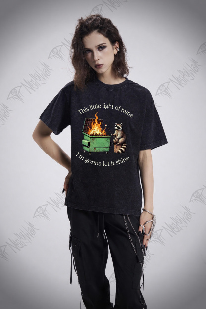 Dumpster Fire Raccoon Washed T-shirt