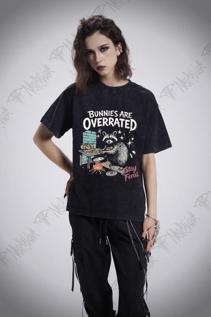 Bunnies are Overrated Stay Feral Washed T-shirt