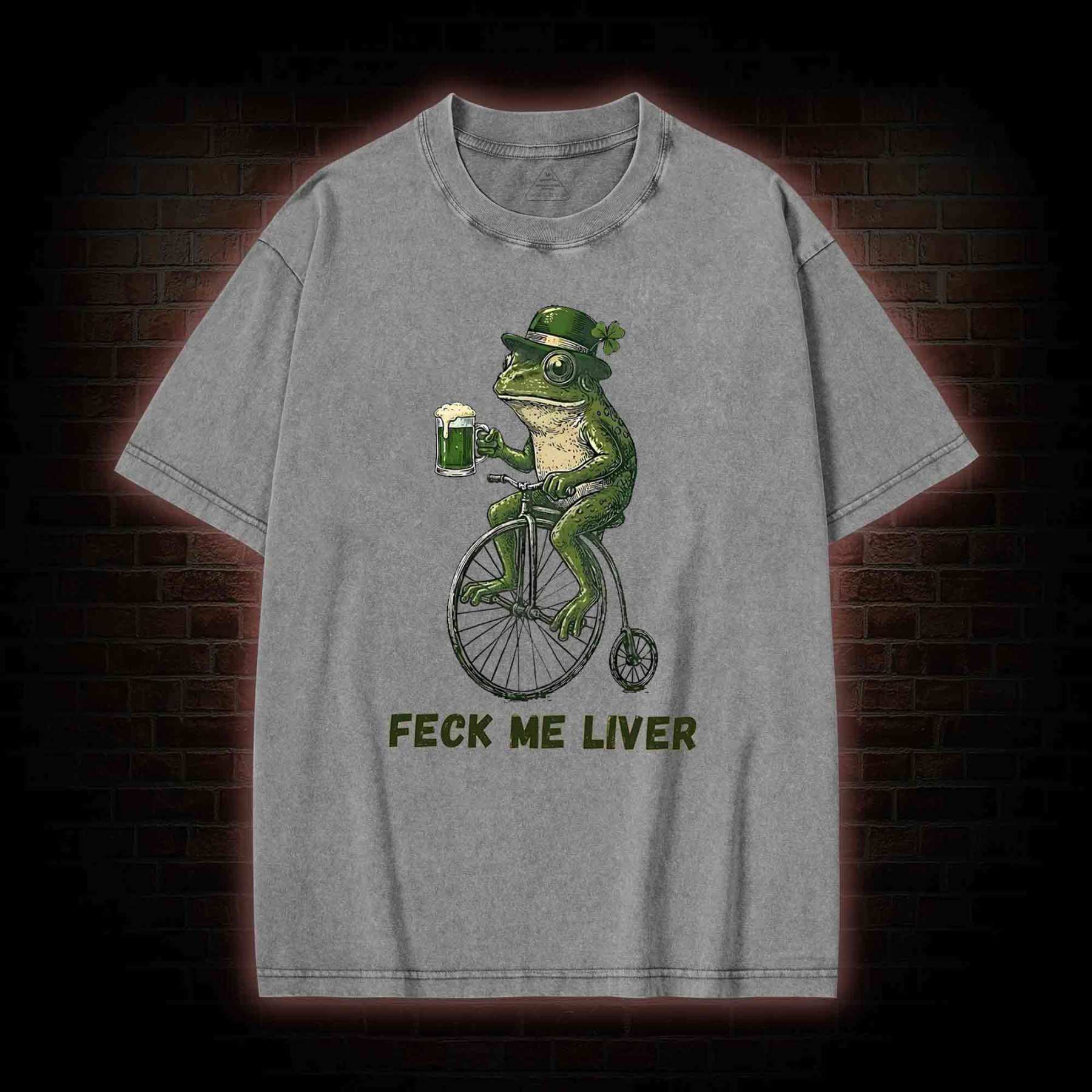 Funny Irish Frog Washed T-shirt